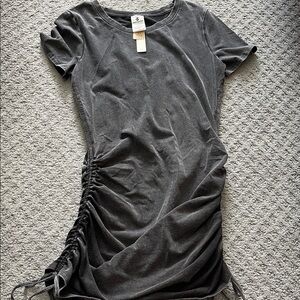 New Pink by Victoria Secret Black Gray Ruched tee shirt Dress medium